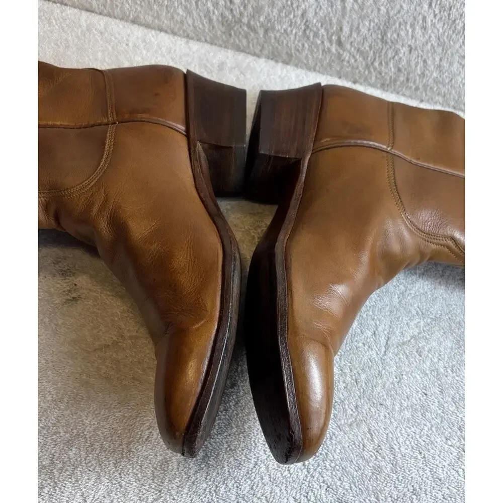 Vintage Lucchese Boots Womens 8 C San Antonio Brown Western Narrow Square Toe